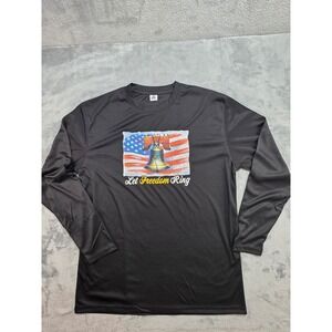 Armored Sportswear Mens Black Liberty Bell Let Freedom Ring Long Sleeve Shirt L